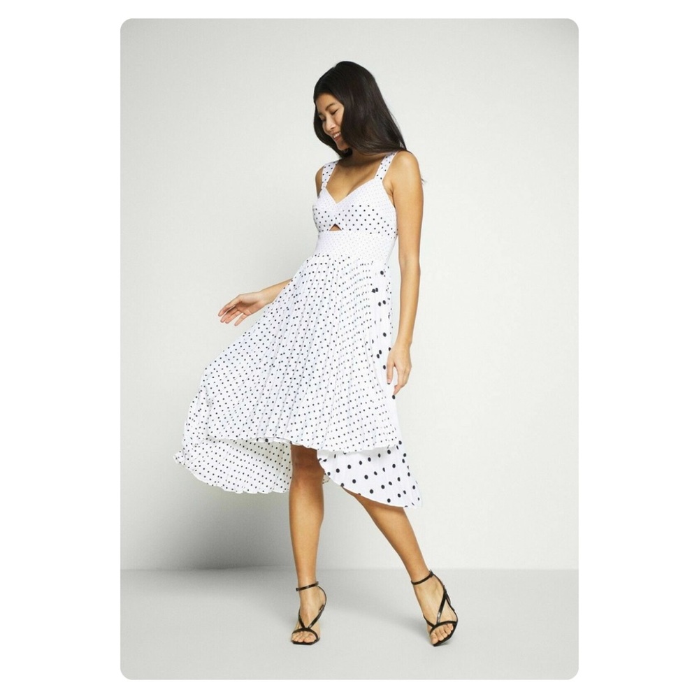 ★ Banana Republic Polka Dot Pleated Sweetheart Kentucky Derby Dress - White ★